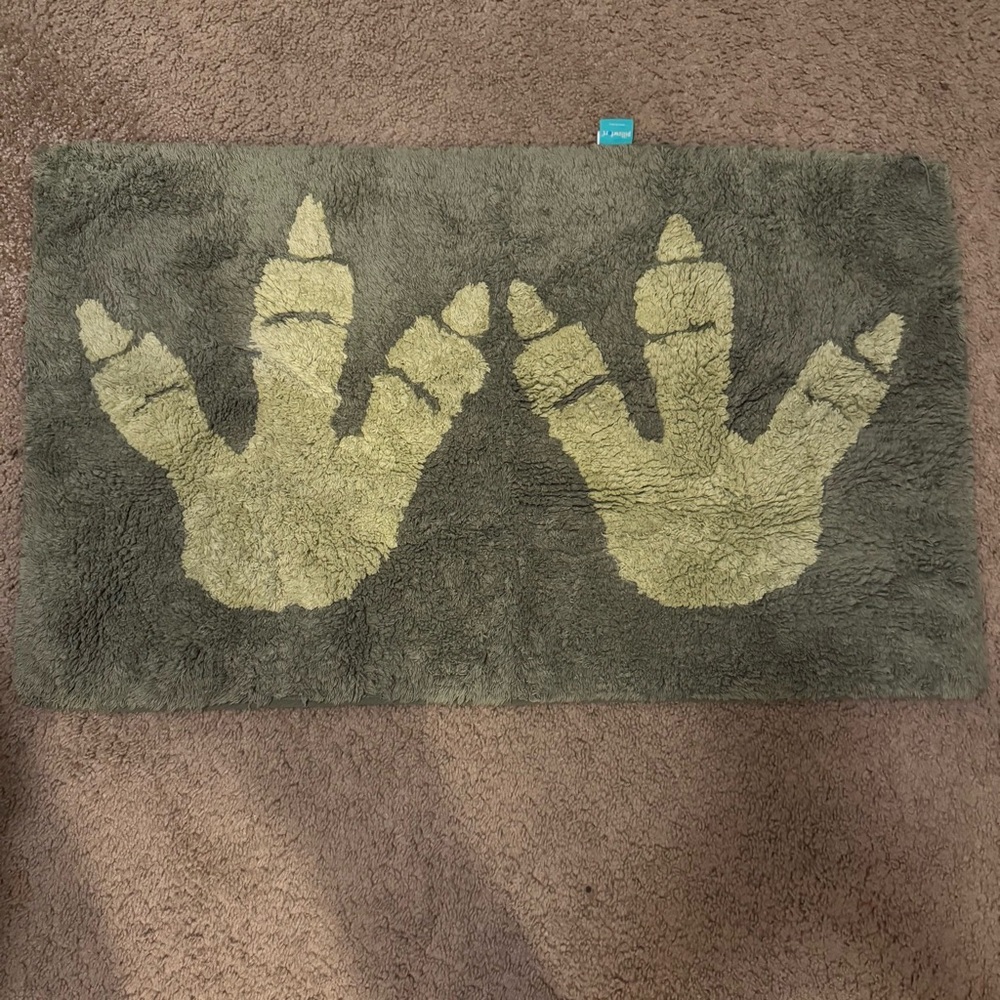 Dinosaur Bath Rug Kids Aqua Green Tufted Cotton Mat 20”x34” Pillowfort